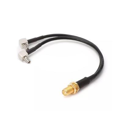 China Dual Right Angle RF TS9 Male To SMA Female For RG174 Lead Mobile Pigtail Patch Modem Coaxial Cable 15cm for sale