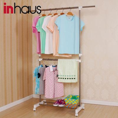 China Adjustable Waist Heavy Duty Laundry Drying Hanger Rack Stainless Steel Single-Pole Hanging Clothes Rack for sale