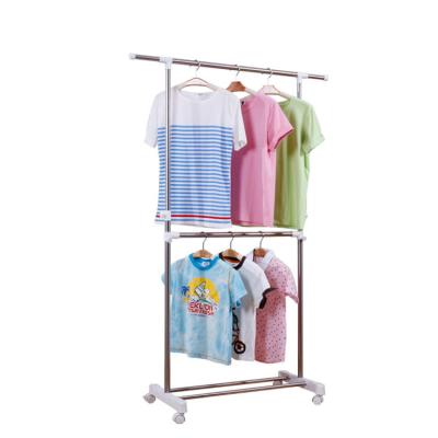 China 2018 Single-pole Telescopic Stainless Steel Movable Plastic Adjustable Telescopic Hanging Clothes Rack for sale