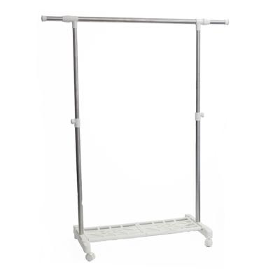 China Single-post Telescopic& Telescopic stainless steel mobile garment clothes rail with 4 casters for sale