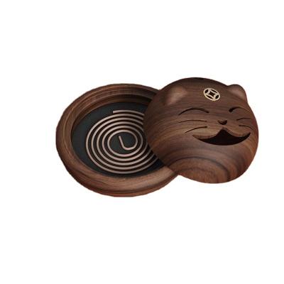 China Cute Chinese Incense Nut Dish Censer Bracelet Necklace Storage Gift Box Wooden Incense Holders Incense Stick for sale