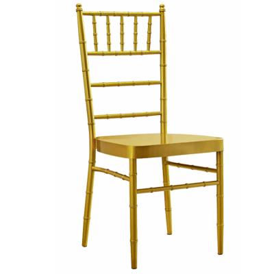 China Modern White Stackable Banquet Hotel Gold Metal Iron Wedding Event Back Luxury Chiavari Chair for sale