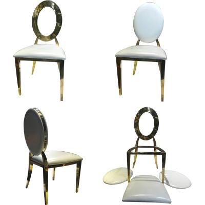 China Cheap Banqueting Gold Metal Stainless Steel O Back Luxury Gold Reception Chairs Event Wedding Chairs Convertible Wedding for sale