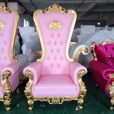 China Modern Luxury Royal King Throne Chair Pink Cheap Wedding Chair For Bride And Groom for sale