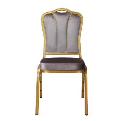 China 2021 Modern Wholesales Customized Modern Metallic Furniture Bar Gold Stacking Chairs Banquet With Backrest for sale