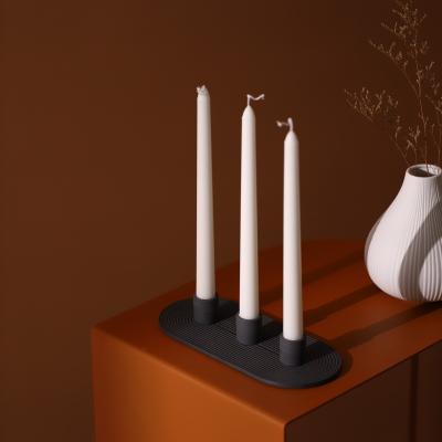 China Cheap 3 Pillar Decorative Ceramic Candlestick Stand Unique Home Decoration for sale