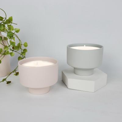 China Wholesale New Minimalism 10oz Home Style Unique Matte Color Home Decoration Ceramic Candle Jar for sale