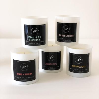 China Weddings Wholesale Customized Private Label Soy Glass Wax Aroma Candle Black White Personalized Home Decorative Wedding Gift Scented Candle for sale