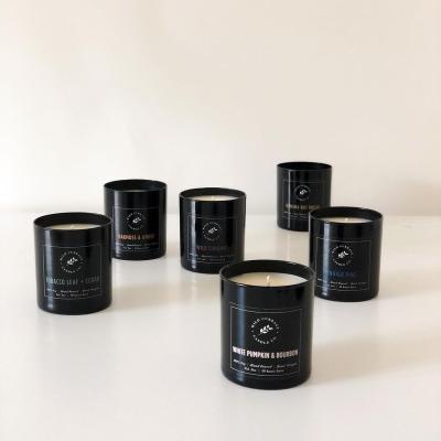 China Home Decoration Custom Luxury Candle Personalized Private Label Black Matte Glass Soy Wax Scented Candles With Box for sale