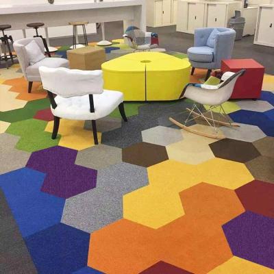 China Fire Resistant 100% Nylon Carpet Tiles Solid Color Kindergarten Carpets for sale