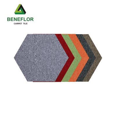 China Office Plain Fire Resistant Color Nylon Tile Carpet Hexagon Tiles for sale