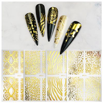 China Easy Apply Metallic 3D Gold And Rainbow Color Nail Art Stickers And Nail Decal Nail Supply GMPC Chinese Factory Customized Designs for sale