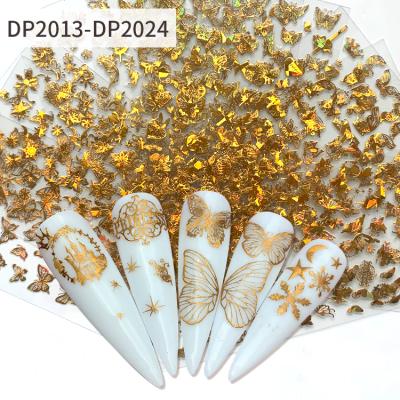 China Metallic Nail Art Accessory Hot Selling Finger Nail Art Gold Butterfly Nail Stickers for sale