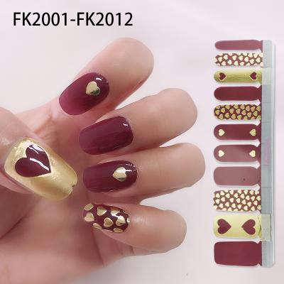 China Easy Apply 2020 Hot Factory Selling Nail Art Stickers Metallic Gold Nail Jel Strips Champagne 3D Direct Sales for sale