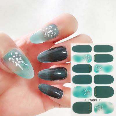 China Nail Salon Free Sample Water Proof Environmental Friendly Diamond 12 Strips Semi Cured 100% Gel 3D Nail Polish Wraps for sale