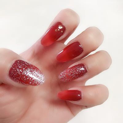 China Easy Apply Champagne Gold Glitter Nail Art Stickers Red Metallic Series Gold Nail Wraps Nail Patch for sale