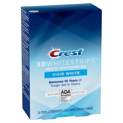 China 1 Box Crest 3D Whitestrips Vivid White 24 Pockets 12 Strips Teeth Whitening Kit Crest Whitestrips Vivid White for sale