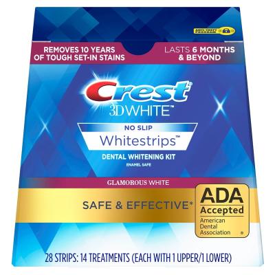 China Glamorous White Crest Whitestrips 1 Box 14 Pockets 28 Strips Teeth Whitening Strips Glamorous White for sale