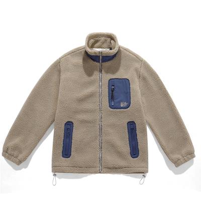 China Men Fleece Breathable Casual Pointed Collar Thick Soft Warm Jacket With Zipper Chest Pocket for sale