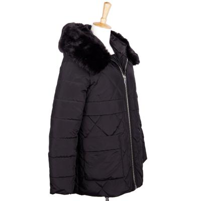 China Women Eco - Friendly Quilted Jackets Padded Coat Fur Collar Long Jacket for sale