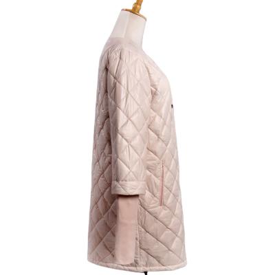 China White Women High Quality Sleeve Ribbed Casual Quilted Coating Jackets Long Snap Coats for sale