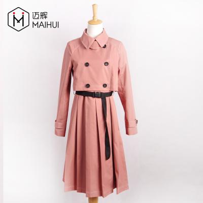 China 2019SS Hotsale Anti-Shrink and Good Quality Madame Pink Color Trench Coat Women Fashion Pleated Ruffles Coat for sale