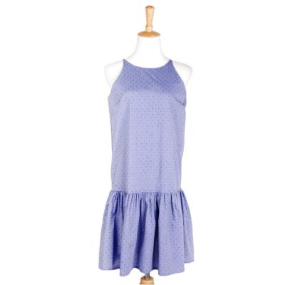 China Antistatic In Running Ladies Dress Cheap Latest Sleeveless Blue Color 100 Cotton Fabric Dress for sale