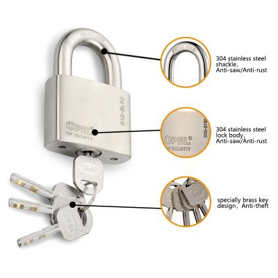 China Warehouse OPEL 304 Anti Rust Lock Stainless Steel Waterproof Shackle Locked Alike Padlock For Places Have Bad Weather Condition for sale