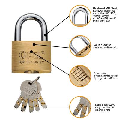 China OPEL Brass Combination Polished Globe Poliched Box Padlock 70mm Brass Padlock 30mm 50mm Brass Shackle for sale