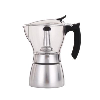 China WITH LID big size 6 cup moka pot stovetop espresso maker PC 1.5 transparent material valve for sale