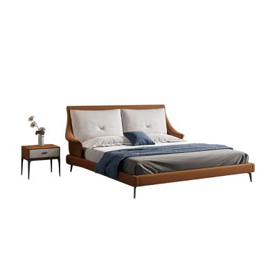 China Other Modern Minimalist Italian Double Upholstered Leather Bed for sale