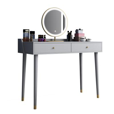 China Elegant Light Luxury Minimalist Multifunctional Dressing Table With Led Mirror Dressing Table Small Bedroom Makeup Table for sale