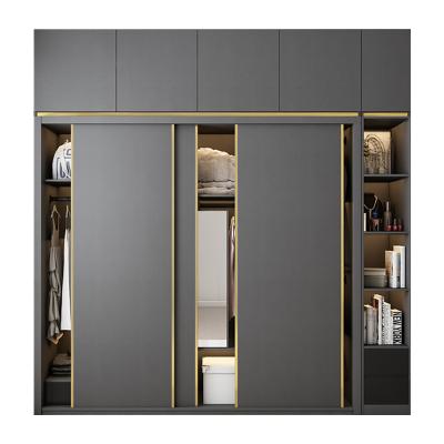 China (Other)Adjustable Light Luxury Sliding Door Cabinet With Mirror Bedroom Economical Custom Storage Cabinet Modern Minimalist Home Assembly Storage for sale