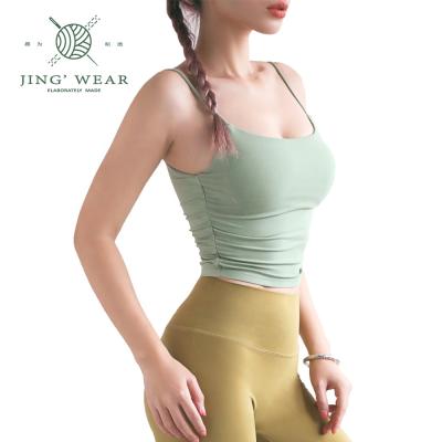 China New Design Women Summer Breathable Low Wear Neckline High Print Yoga Padded Bra for sale