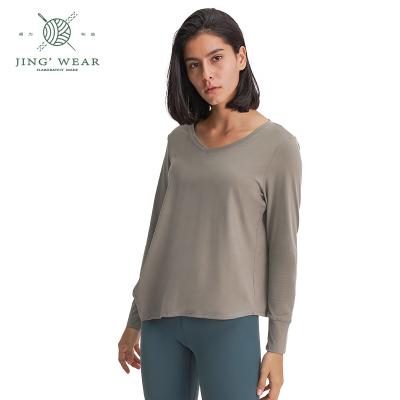 China 2022 Breathable Style Hot Trend Easy Matching Long Sleeve Yoga Ladies Loose Top for sale