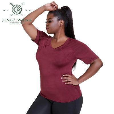 China Inventory Breathable Fashion Quick Dry Breathe Gym T-Shirts Plus Size Women Clothes for sale