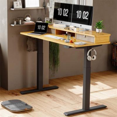 China (Height) Home Office 001 Adjustable Round Legs Hidden Hole Design Electric Height Adjustable Standing Desk for sale