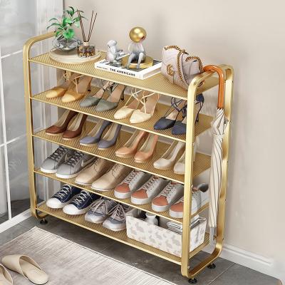 China Convertible Cheap Shipping Non Slip Hollow Mesh Gold Shoe Rack for sale