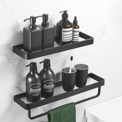 China Stocked Standard Two Color Change Surface Treatment Stainless Steel Bathroom Storage Bracket Black And White for sale