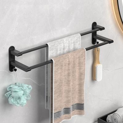 China Flexible Black Stainless Steel Environmental Protection Surface Coating Bathroom Storage Bracket Towel Rack for sale