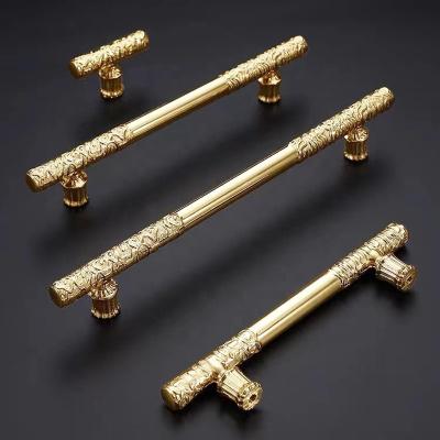 China Traditional Easy To Install Chinese Style Gold Tick Handle Exquisite Brass Drawer Handle for sale