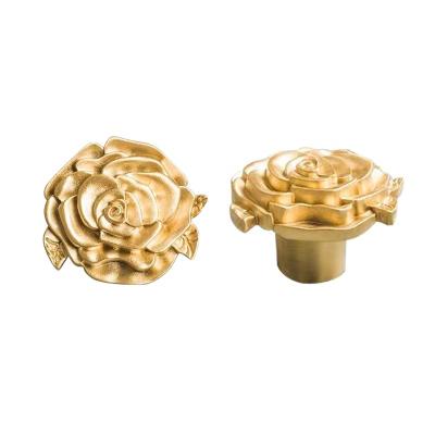 China Modern Brass Rose Flower Furniture Handle Drawer Handle for sale