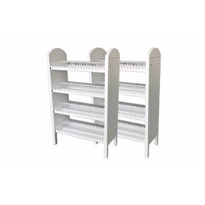 China Custom Cold Rolled Steel Sheet Metal Stamping Coins Pharmacy Promotion Display Divider Rack Bending Custom Roll Shelf for sale