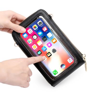 China Fashion Touch Screen Transparent Mobile Phone Bags Pinch Cross Small Shoulder Body Bags Women Handbags for sale