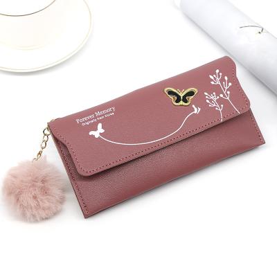 China 2021 Fashion Hot Selling Fashion Long Purse For Women With Butterfly Embroidery Clutch Bag for sale