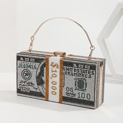 China Fashion New Arrival Evening Clutch Bag Rhinestone Dollar View Bags Luxury Women Clutch Bag for sale