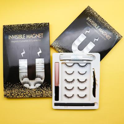 China Invisible Magnetic Customize 5 Pair Hand Made Natural Soft Rayon 3d Fiber Invisible Magnetic Eyelashes For Eye Beauty for sale