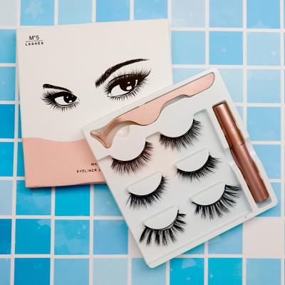 China 3 Pairs Gorgeous Super Soft Natural 3d Fiber Magnetic Eyelashes Droshipping With Woman Lashes for sale