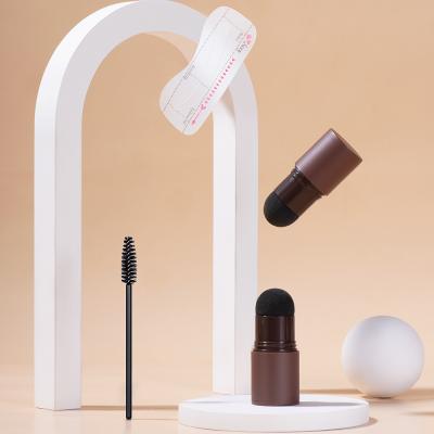 China Waterproof One Step Perfect Eyebrow Stamp Shaping Kit With Stencil And Hair Strokes Tool Easy Use for sale