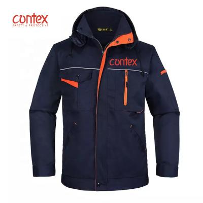 China Anti-Static Mens WW Workwear Cotton Twill Quilted Scratch Welt Pocket Hoodie Jacket for sale